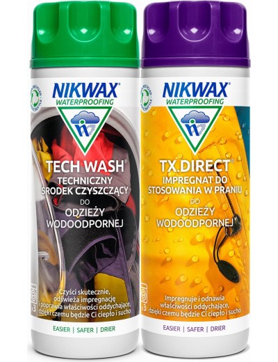 Sada na starostlivosť o odevy Nikwax Tech Wash a TX Direct