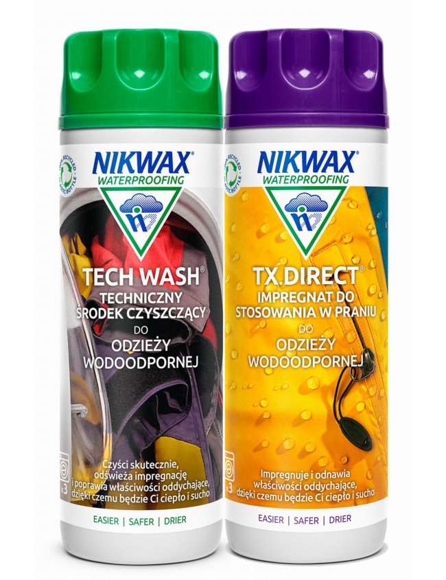Sada na starostlivosť o odevy Nikwax Tech Wash a TX Direct
