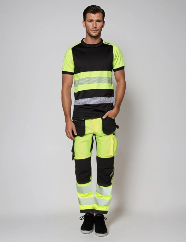 Reflexné pracovné nohavice Bosafety Tension Plus