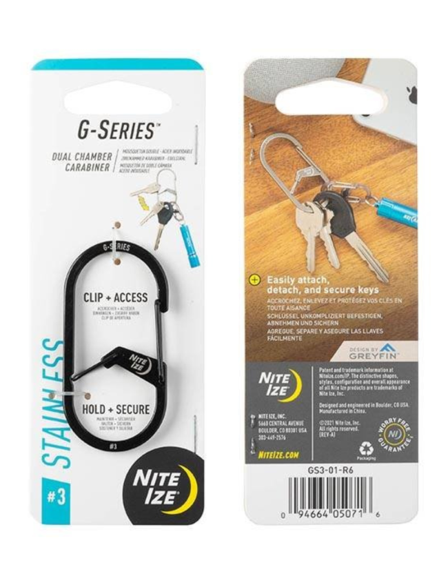 Dvojitý karabínkový klip Nite Ize G-Series 3 čierny GS3-01-R6